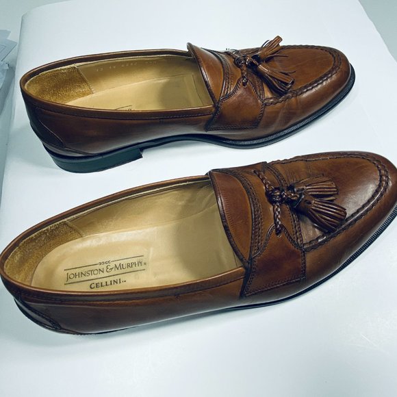 Johnston & Murphy  Cellini Tassel Brown Dress loafers Mens Size  9 1/2 M main image 9